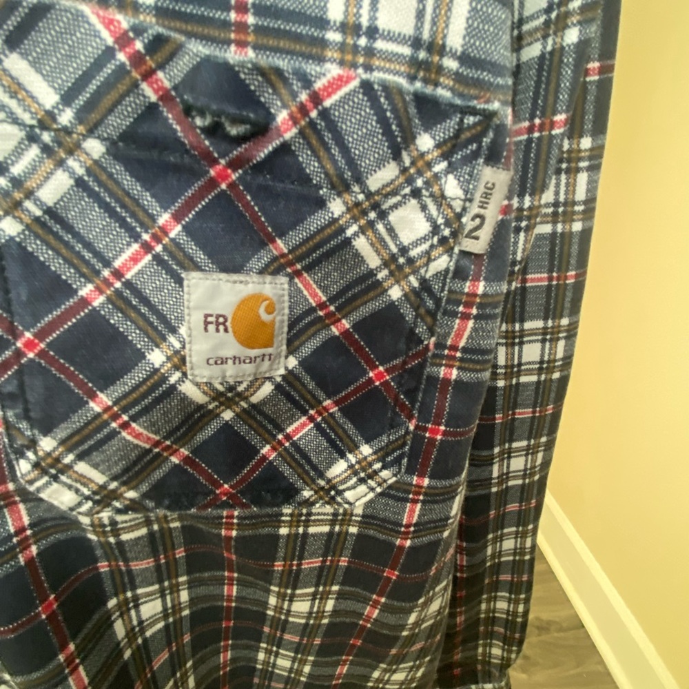Carhartt Fire Resistant Size 2XL Blue Plaid long sleeve button up shirt - Picture 4 of 4